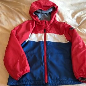 OshKosh B’Gosh fleece lined Tri-colour hooded jacket - Size 12